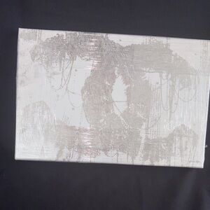 Abstract Silver Metallic Canvas on Cream Background - Elegant Wall Art